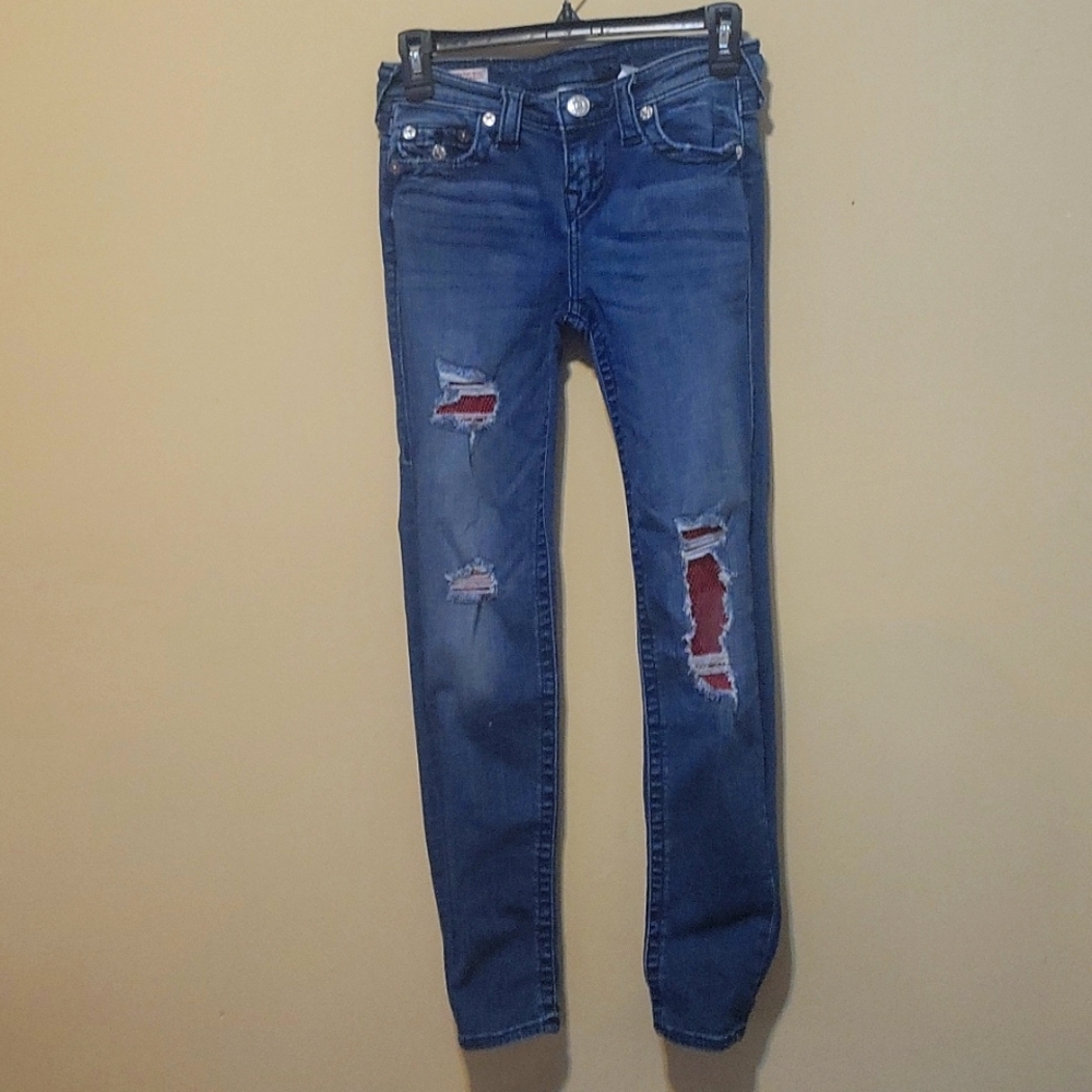 True Religion Halle Fishnet Distressed Jeans